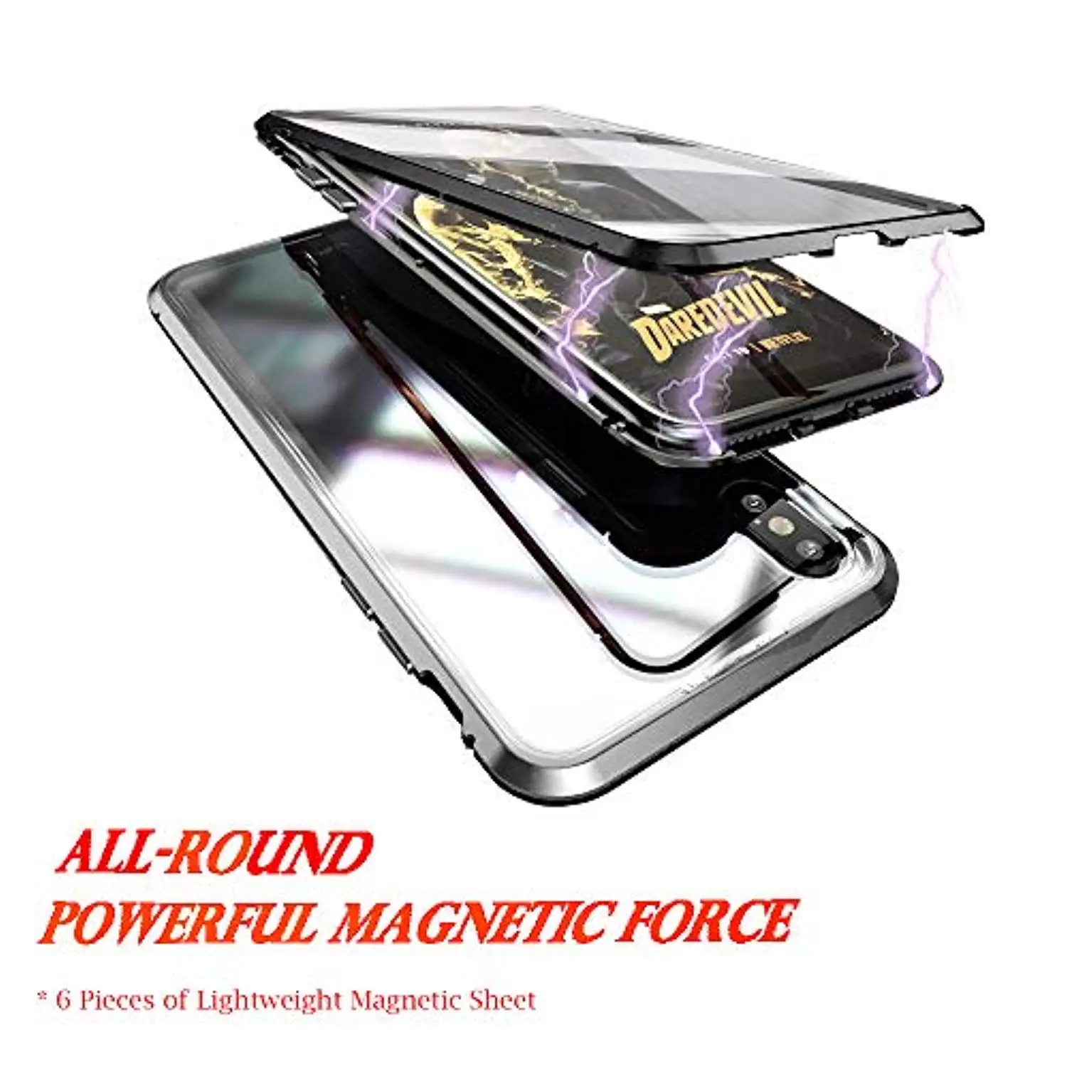 

360 Front +Back Glass Metal Magnetic Adsorption Case For iPhone XR XS Max X 8 7 Plus 6 6s Cover Magnet Tempered Glass Phone Case