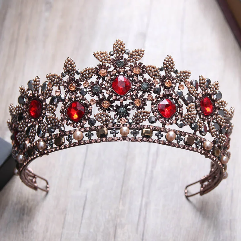

Baroque Vintage Bride Big Crown Wedding Pearl Headwear Crystal Tiaras for Women Hair Ornaments Rhinestone Bridal Headpiece CR045