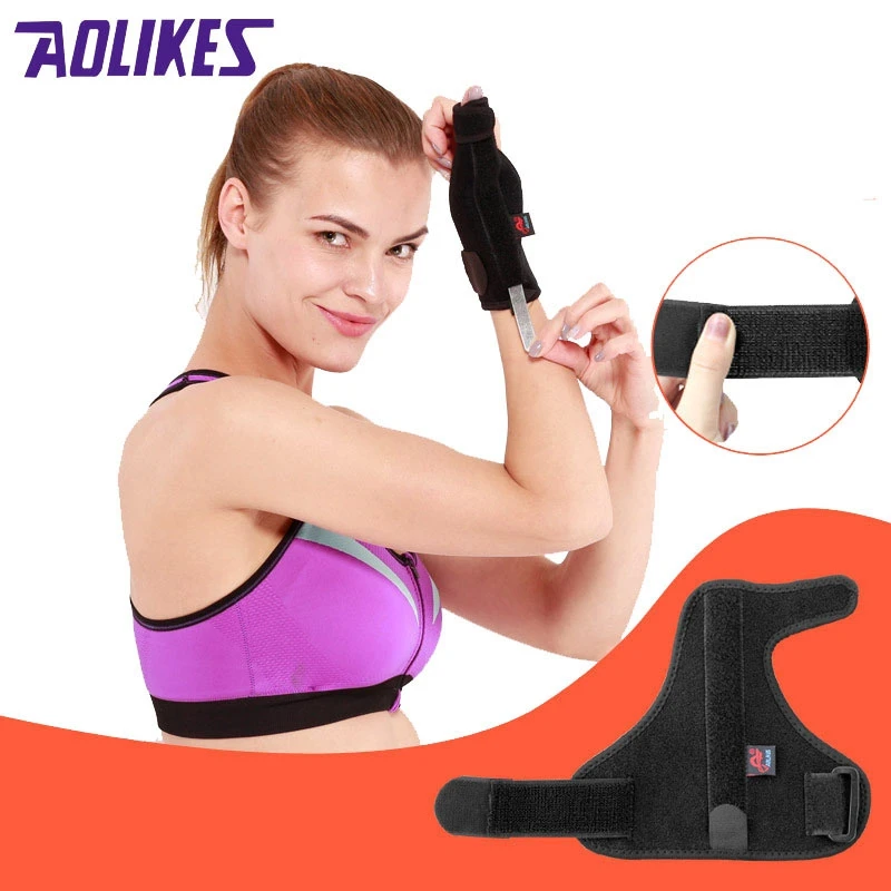 AOLIKES 1 Pcs Wrist Thumbs Guards Protector With Plate Supporting Sport Sprain Injury Recovery Hand Support Wrap Strap Band