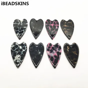 

New arrival! 38x23mm 50pcs acetic acid Leopard effect Hearts charm for Earring accessories,Earring parts,Jewelry Findings