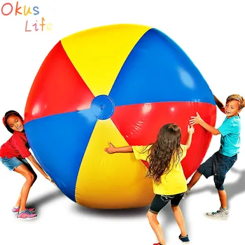 

Hot 80cm/100cm Giant Inflatable Beach Ball Large Three-Color Thickened PVC Water Volleyball Football Outdoor Party Kids Toys