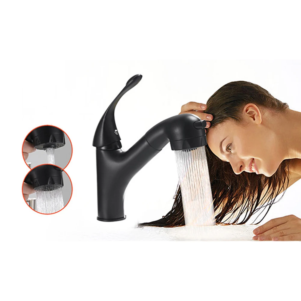 

Accessories Easy Install Bathroom Basin Mixer Tap Faucet Durable Single Handle Modern Crane Pull Out Sink 360 Rotation Home