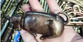 

One of the twelve ancient Chinese handicraft cattle shaped ancient lock
