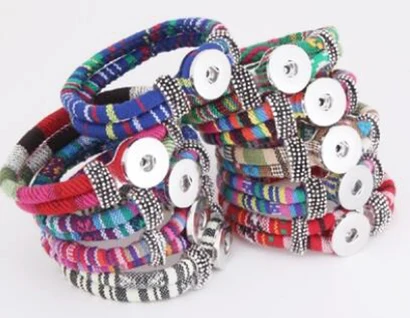 

Length Customed 10 color bracelet for women 18mm the bloomer snap button armband cloth sterling jewelry bangle for women