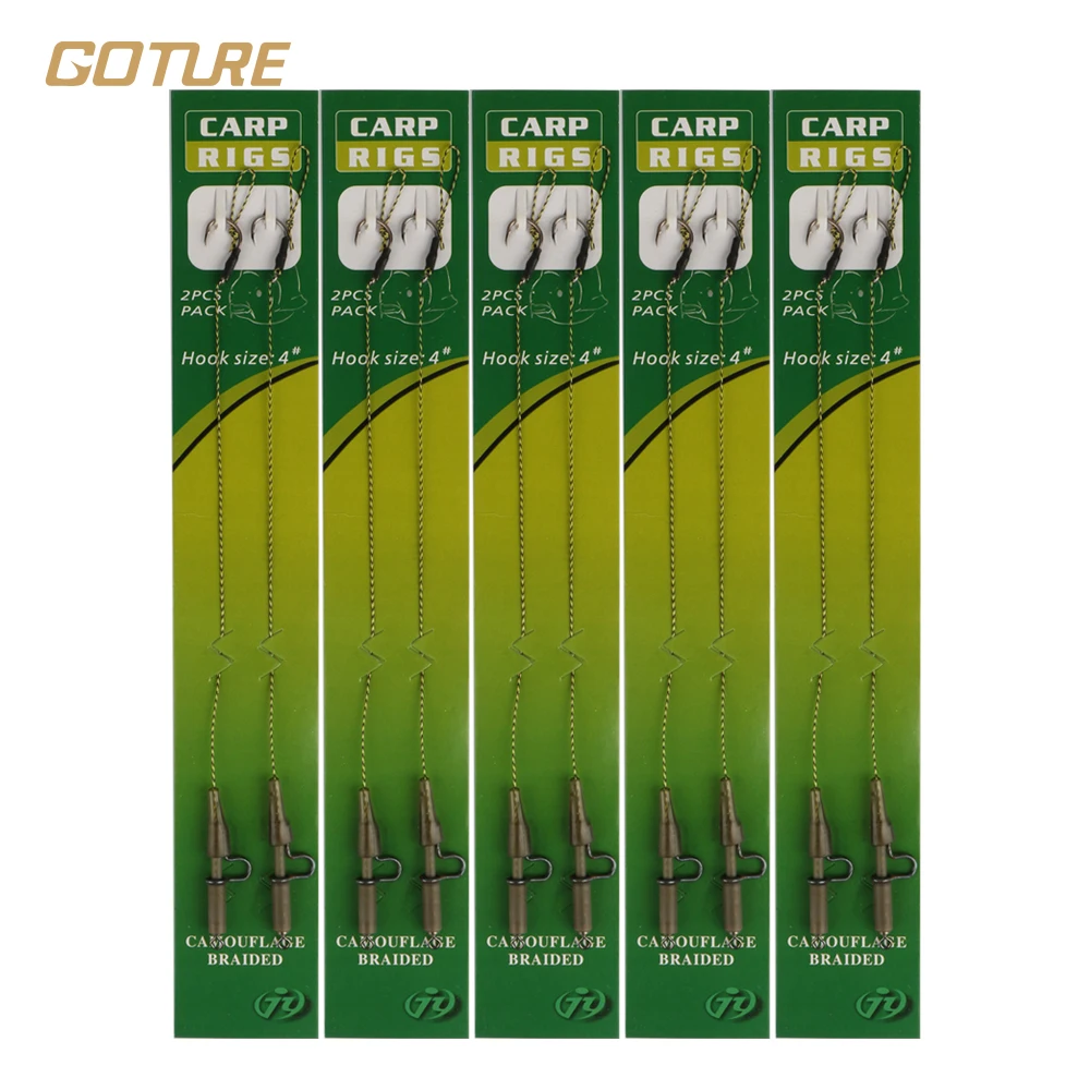 Goture 5 packs Fishing Hair Rigs Carp Fishing Rigs Lead Clips Set with