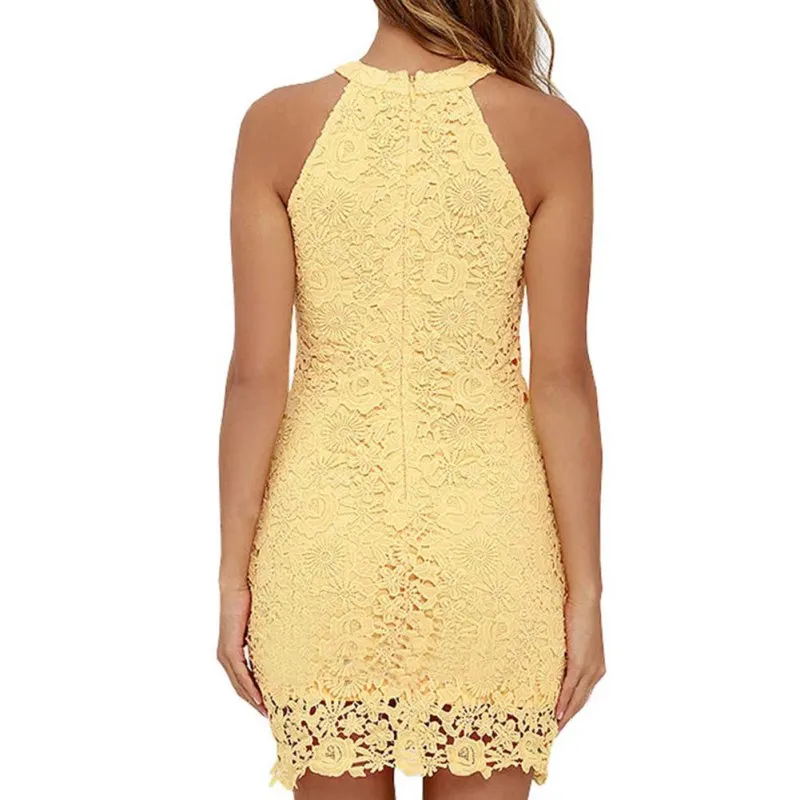 Dress-Womens-Elegant-Wedding-Party-Night-Club-Halter-Neck-Sexy-Sleeveless-Sheath-Bodycon-Lace-Dress-Short