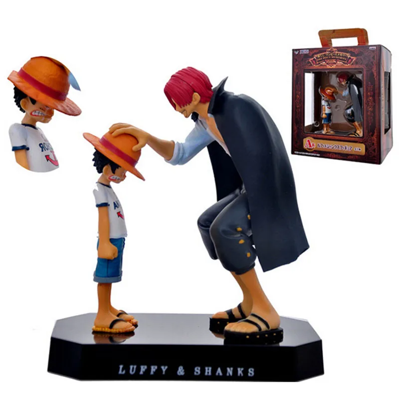 

18cm Cosplay Japan Anime One Piece Straw Hat Luffy Shanks red hair ornaments PVC Action Figure Model Doll Toy For Christmas Gift