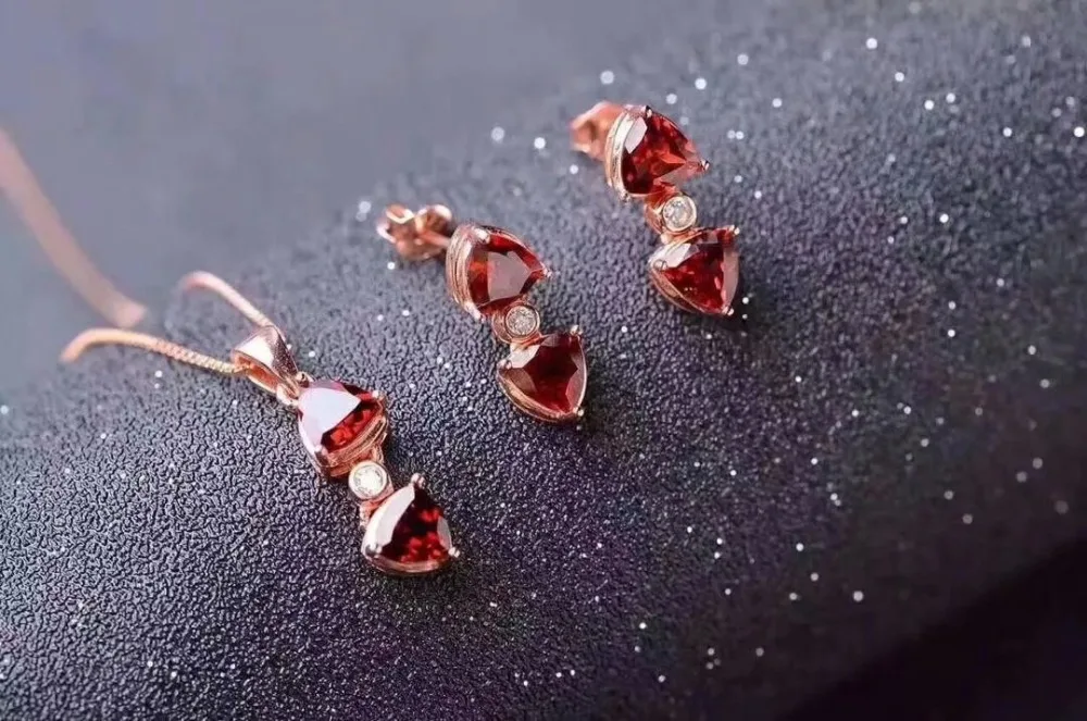 Shilovem 925 серебро гранат природный Подвески Серьги fine Jewelry женские свадебные открытым ожерелье прилагается Новый qtz050501agz