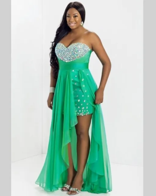 short front long back high low 2 two piece plus size prom dresses