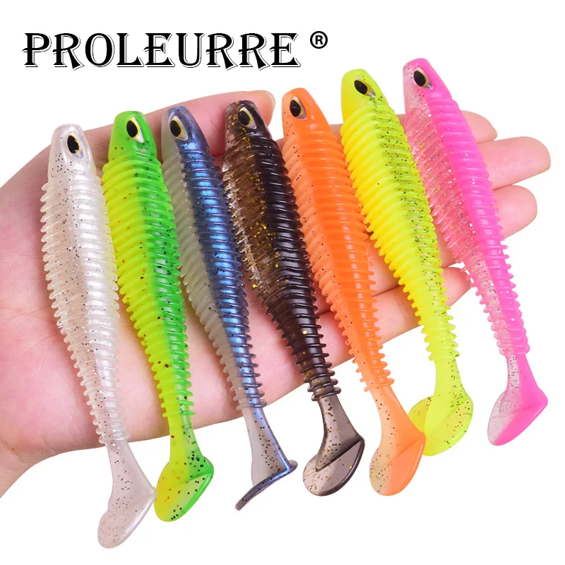  Proleurre 80mm 110mm Jig Swim Shad Fishing Tackle Artificial Fishing Bait Vivid Worm Soft Lures Sil