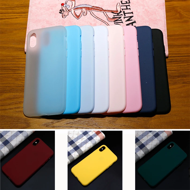 

11 Colors Soft TPU Back Matte Color Cases for iPhone 7 plus 8 6 6s X XS max XR 5 5s SE Case Shockproof Silicone Back Cover Capa
