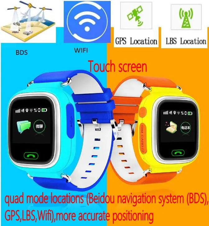 baby watches 2017 GPS tracking Watches for kids Q90 G72 touch screen