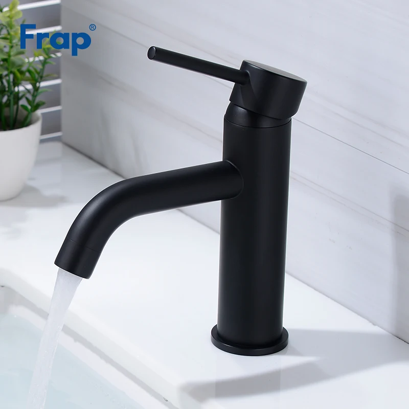 

Frap High Quality Bathroom Faucet Black Solid Brass Bathroom Solid Basin Faucet Cold and Hot Water Mixer Single Handle TapY10159
