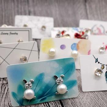 

100Pcs Earrings Pack 3x5cm Ear Stud Card Jewelry Display Hang Tag Label Printing