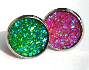 

New 30 Pair 8mm 12mm round Shape mixed Color Stainless Steel Piercing Earring For Women Grils