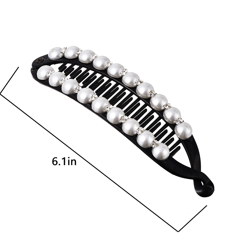 M MISM New Arrival Pearl Banana Hair Claws Faux Clips Rhinestone Hair Accessories Hairpins for Women Barrettes Headband