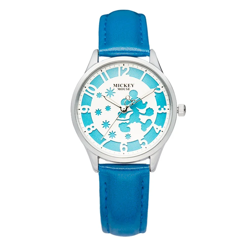 Дисней детские часы модные милые кварцевые наручные часы женские часы водонепроницаемые Микки Маус для детей часы - Цвет: Синий