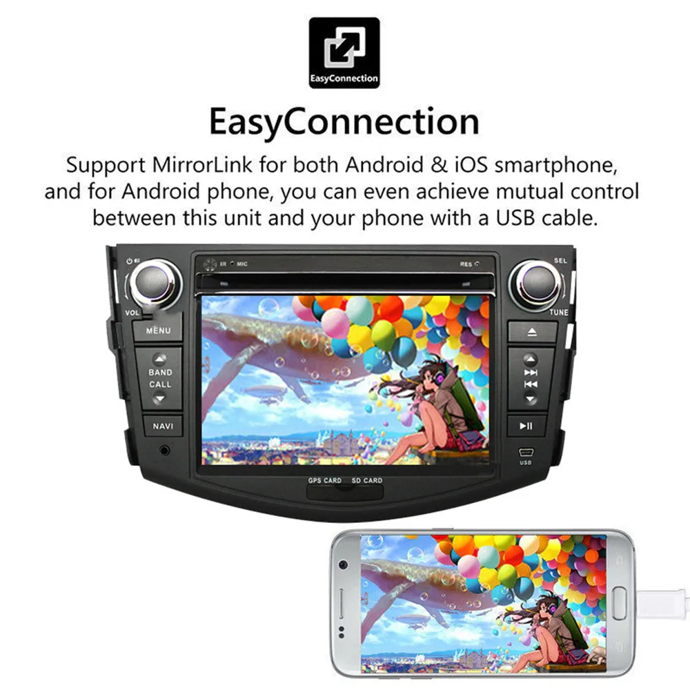 Discount Android 9.1 2 Din Car Multimedia Player For Toyota RAV4 7" 2 din Car DVD Radio GPS Navigation UBS BT DVR DAB+ TPMS 3