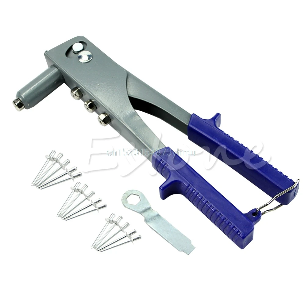 New 15Pcs Pop Riveter Gun Kit Blind Rivet Hand Tool Set Gutter Repair