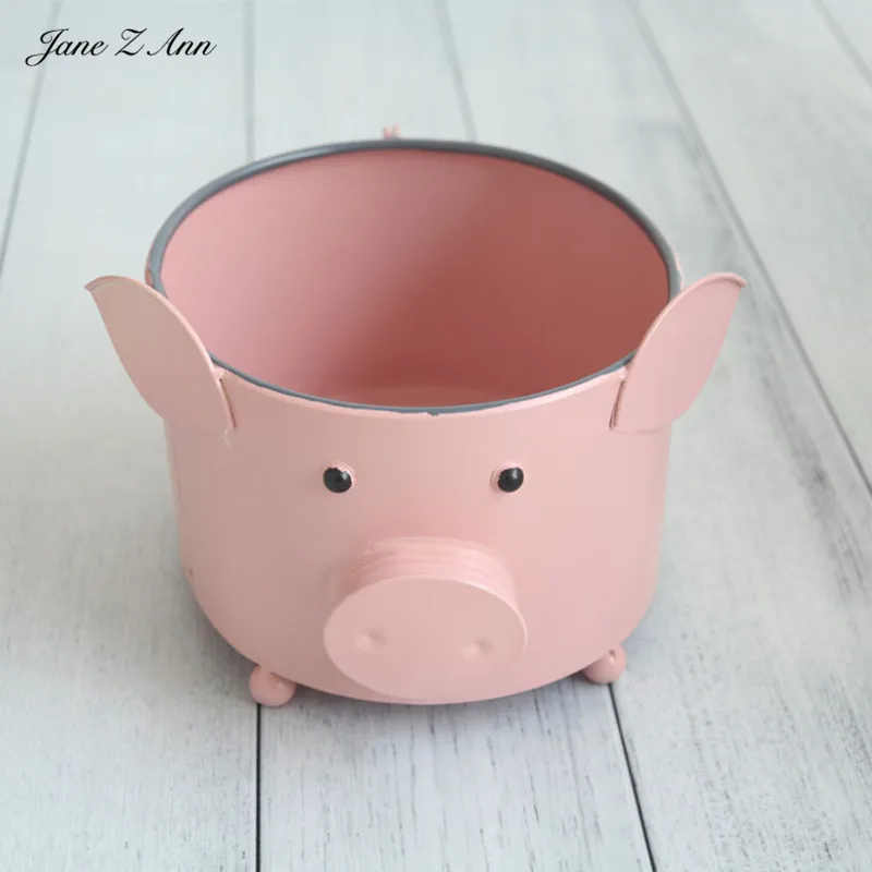 

Jane Z Ann Newborn baby photography props infant pig shape iron basket container studio shooting accessories 42x24x23cm