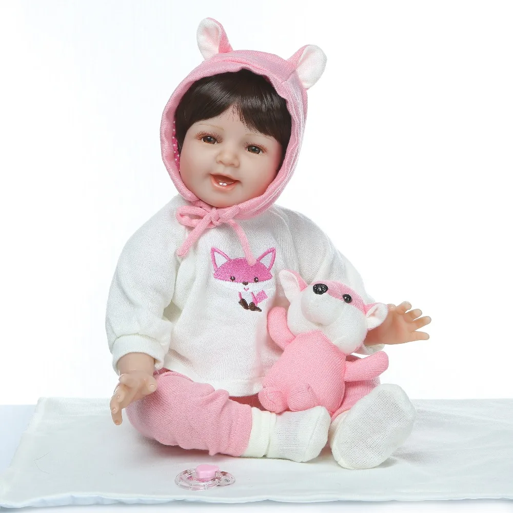 

NPK free shipping reborn baby doll with wig hair soft real vinyl silicone touch gift for your children on Birthday