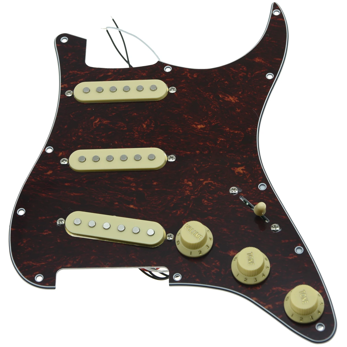 KAISH различные пользовательские Strat Pickguard Prewired ST SSS Pickguard с керамическими звукоснимателями подходит для Fender загруженный Pickguard - Цвет: RedBlack Tortoise-IV