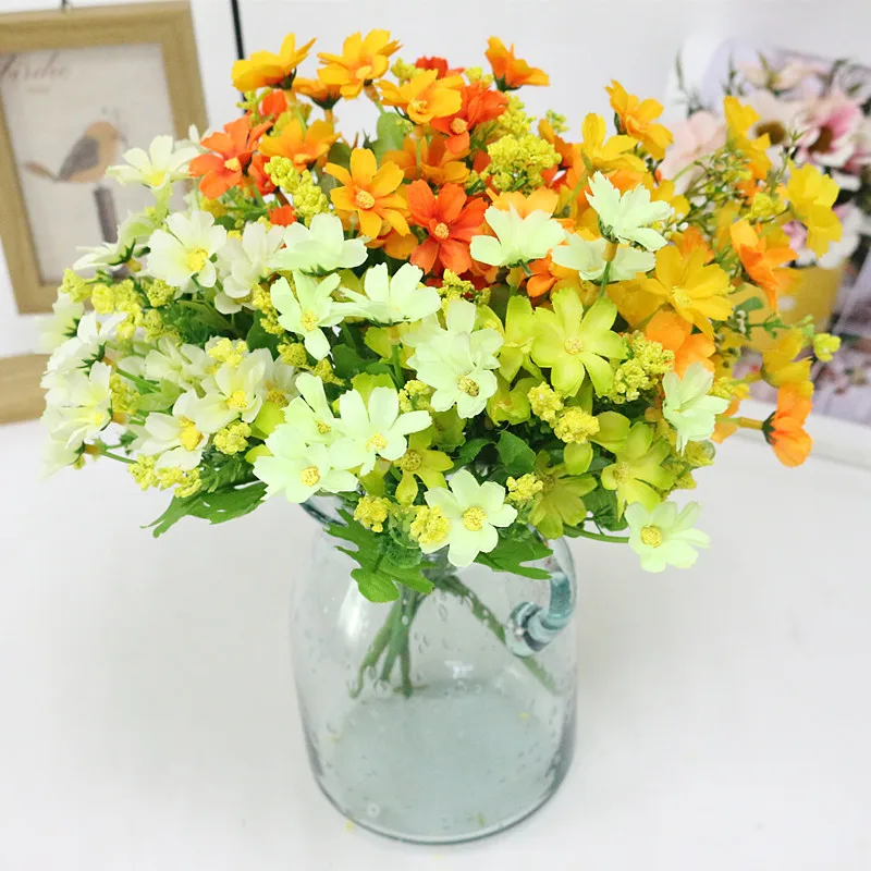 Flone Mini Artificial Daisy Silk Flower Simulation Persian Chrysanthemum Flowers Bouquet Wedding Home Office Party Decor Floral (3)