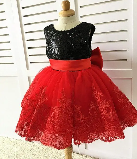 red and black little girl dresses