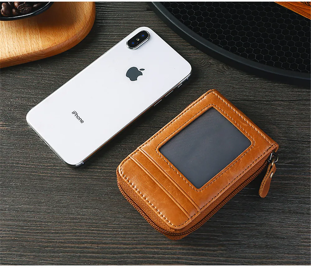 BISI GORO Card Holder Business Card Case with RFID Blocking Vintage Unisex High Quality Genuine Leather Credit Card Wallets