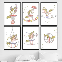Cartoon Acrobatics Horse Nordic Posters And Prints Wall Art Canvas Painting Animal Wall Pictures Kids Room Nursery Home Decor