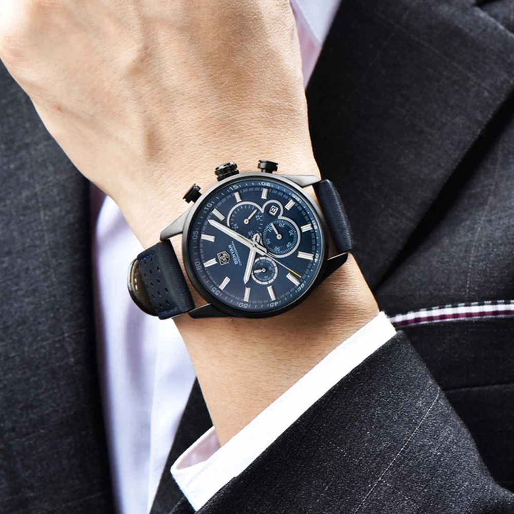 Tanie Reloj Hombre 2017 moda BENYAR chronografu sporta mężczyzna zegarki Top marka luksusowy wojskowy zegarek quartz zegar Relogio Masculino