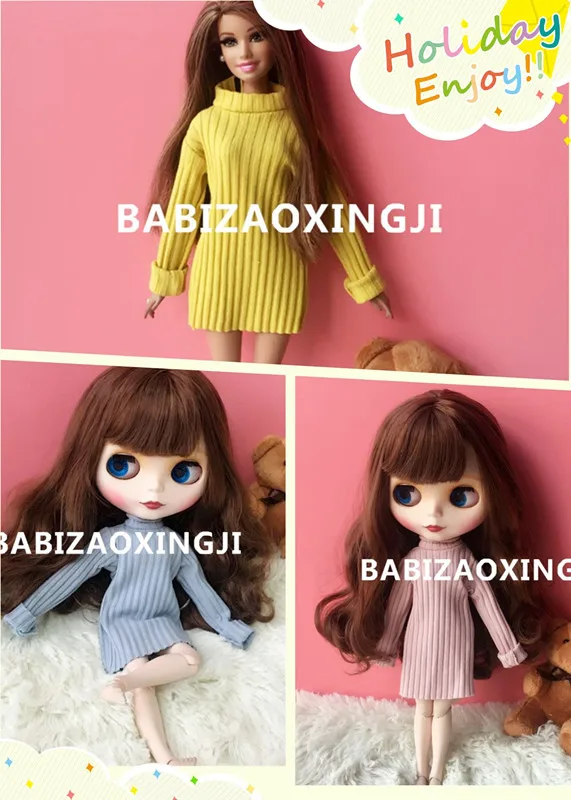1/6 Модная Одежда для куклы BJD 30 см Красочный Длинный свитер Blyth одежда подходит pullip