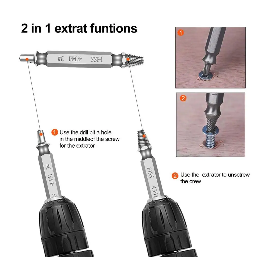 5 шт. высокоскоростная Стальная Винтовая Вытяжка с двойной головкой для извлечения сломанных болтов для удаления ржавых винтов, комплект ручных инструментов