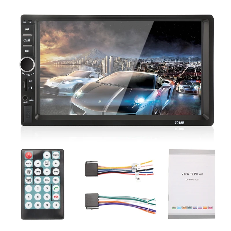 

7018B Universal 7 Inch 2 DIN Car Audio Stereo Player Touch Screen Car Video MP5 Player Support Bluetooth TF SD MMC USB FM Radio