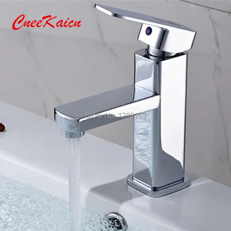 

High Quality square bathroom basin faucet tap mixer Sink Vessel Faucet Washing Waterfall Deck Mounted Single Hole Cold&Hot