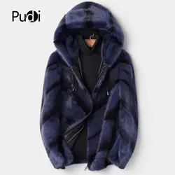 PUDI MT8107 2018 Для мужчин новые модные реального норки Куртки с мехом норки капюшон осень-зима Повседневная Верхняя одежда