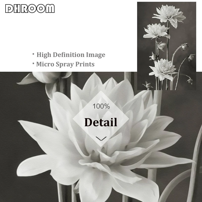 DHROOM черно-белый красивый цветок на холсте плакаты и принты Минималистичная живопись Настенная художественная декоративная картина домашний декор