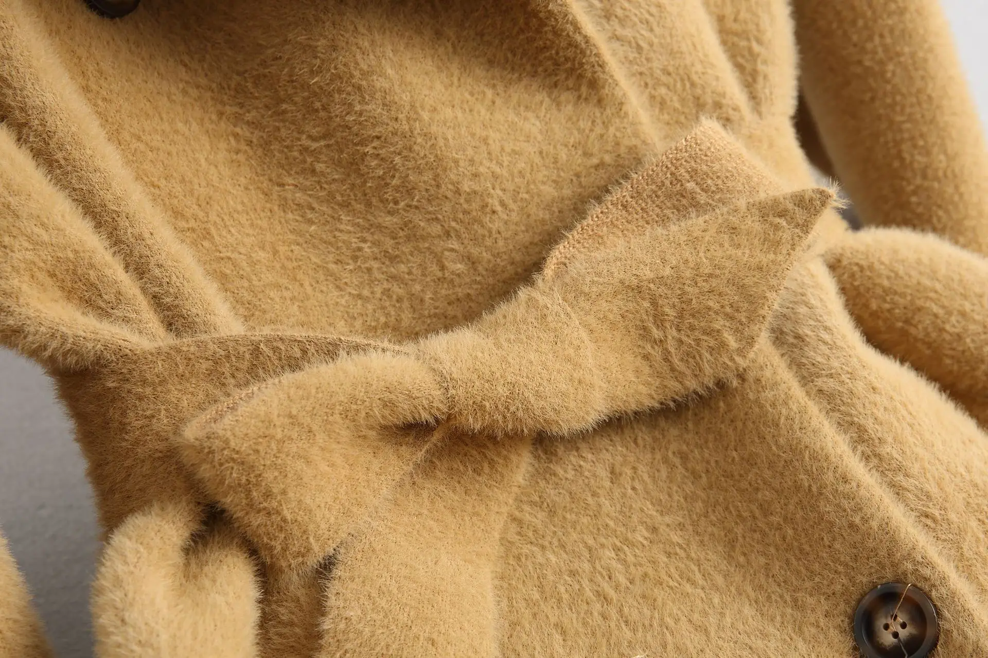 Зимнее пальто для женщин, длинное теплое вязаное пальто, кашемировое пальто, пояс на талии, длинный рукав, манто, femme hiver