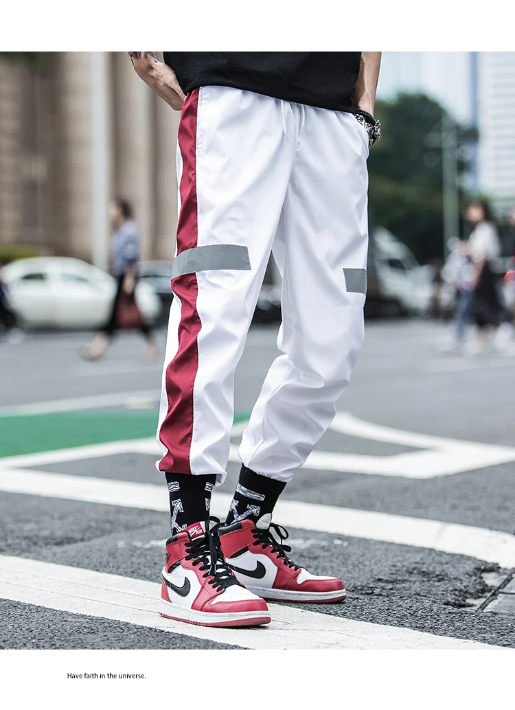 Мужские 3M Светоотражающие спортивные штаны в полоску l мужская одежда в стиле хип-хоп джоггеры уличная одежда шаровары Мужская одежда Азиатский размер M-4XL