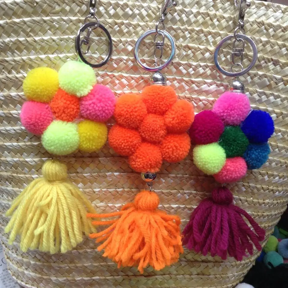 2020 новый в богемном стиле босоножки с помпонами С меховым помпоном подсолнечника