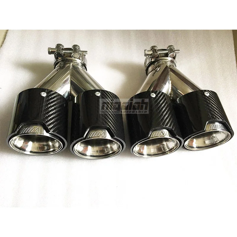 

2PCS Left and Right TOP quality Car Carbon Fiber Exhaust TWIN End Tips for BMW 2.5'' in, 3.5'' out M performance Dual Pipes