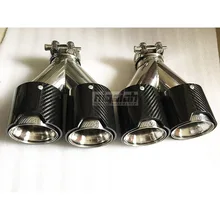 2PCS Left and Right TOP quality Car Carbon Fiber Exhaust TWIN End Tips for BMW 2.5” in, 3.5” out M performance Dual Pipes