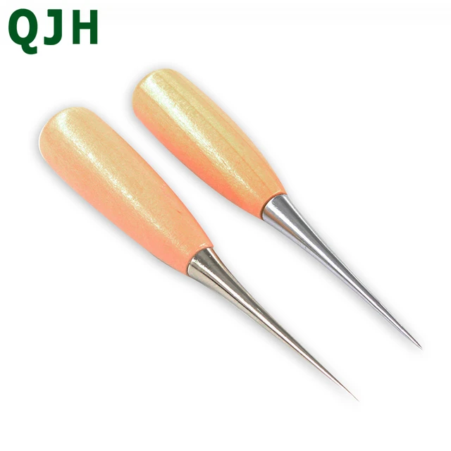 2PCS/Set Wooden Handle Awls DIY Leather Sewing Awl Shoes Repair Tool Hand  Stitcher Leather Craft