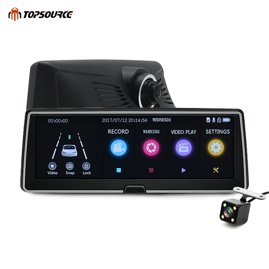 Видеорегистратор TOPSOURCE Автомобильный регистратор Full HD 1080P IPS сенсорный экран