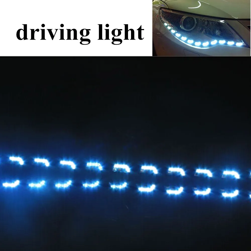 12V 5W Strip White Amber Switchback Daytime Runing Lamp 2PCS LED TEAR