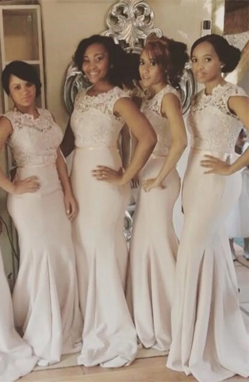 Covered On Lace Mermaid Bridesmaid Gown Dark Navy Blue Peach Covered On Lace Mermaid Bridesmaid Gown Dark Navy Blue Peach Ivory Champagne Silver Pink Dresses Fast Shipping In From