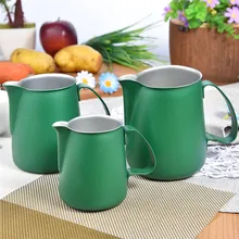 Latte Art Edelstahl Milchaufschäumung Krug Krug Espresso Krug Kaffee Getränke Barista Handwerk Tools Grün
