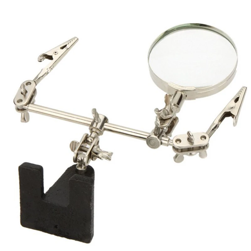 Helping 3rd Hand Soldering Iron Hobby Tool with Vise Clamp Magnifying Glass