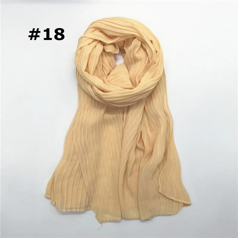 Женский пузырь шифон хиджаб морщин длинные шарфы в полоску обертывания плиссированный Мягкий Шифоновый Шарф можно смешивать цвета - Цвет: color 18
