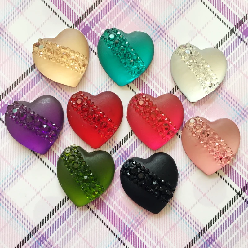 

20pcs Mixed colors 20mm DIY heart-shaped resin rhinestones wedding accessories scrapbook gift resin drill
